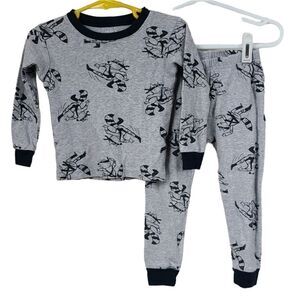 Carter's Boys 2T Gray Ninja Pajama Long Sleeve Pant PJs Toddler 2pc Set Cotton